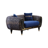 Lima 3-pieces (Sofa & Loveseat & Chair) Livingroom Set in Blue