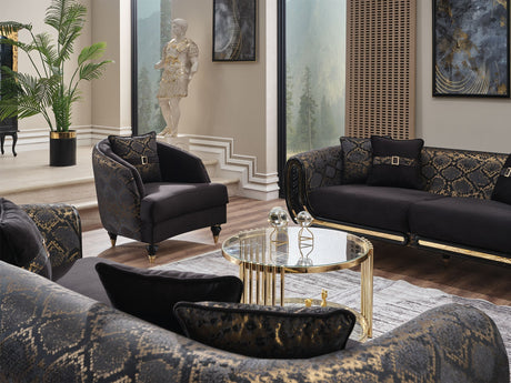 Lima Black 3-pieces (Sofa & Loveseat & Chair) Living Room Set by Furnia at Eve Furniture
