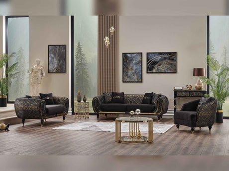 Lima Black 3-pieces (Sofa & Loveseat & Chair) Living Room Set by Furnia at Eve Furniture