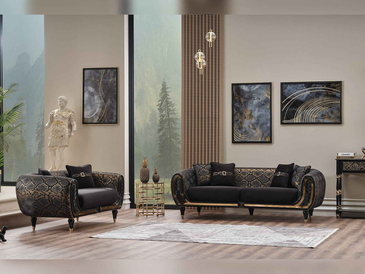 Lima Black Stationary Loveseat by Furnia at Eve Furniture