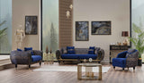 Lima Blue Stationary Loveseat Blue by Furnia at Eve Furniture