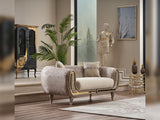 Lima Cream Stationary Loveseat by Furnia at Eve Furniture
