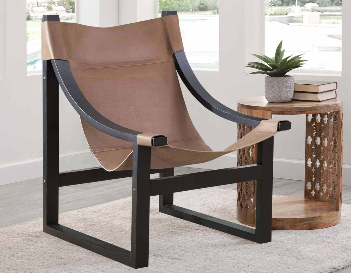 Lima Sling Chair, Natural Leather with Black Frame