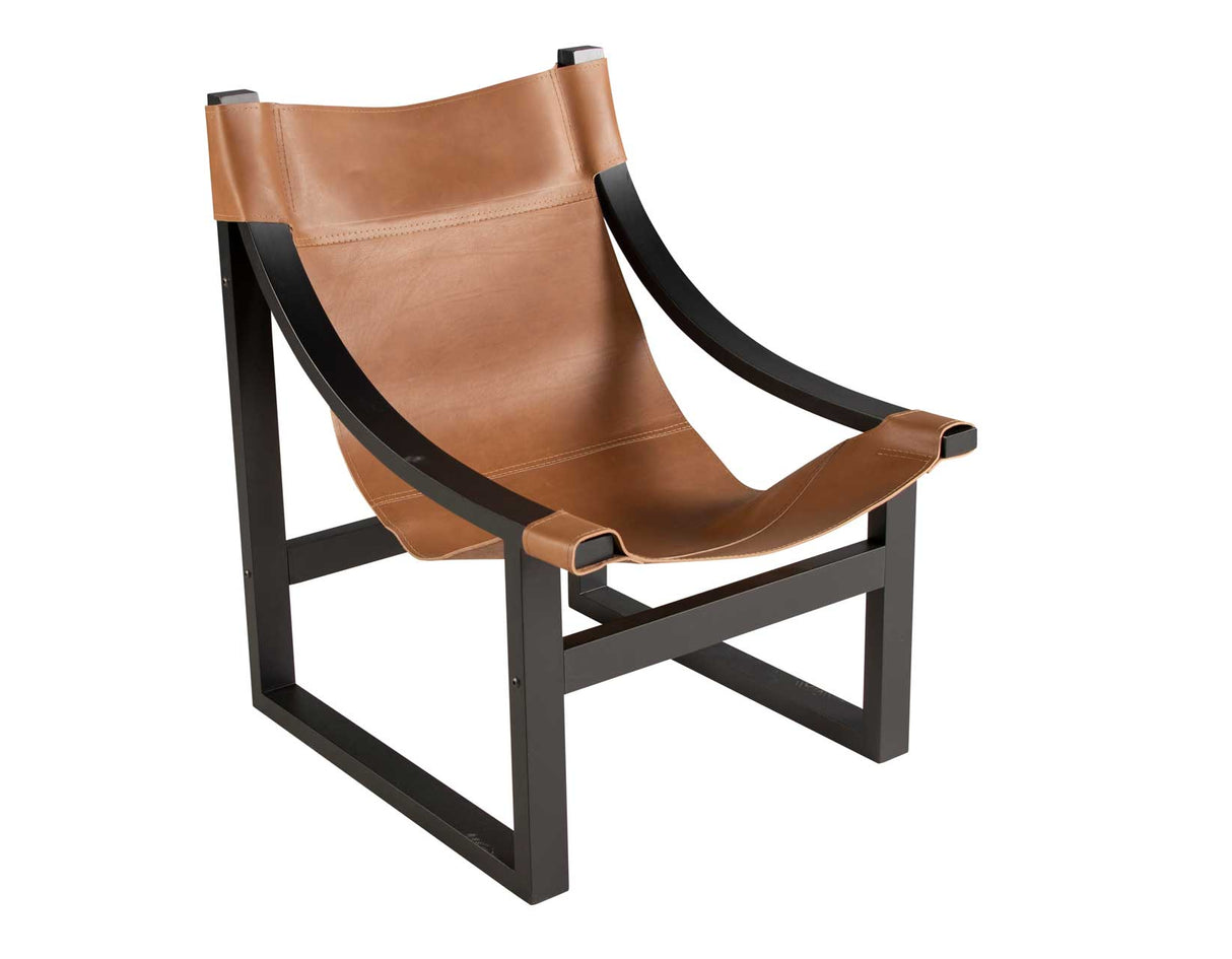 Lima Sling Chair, Natural Leather with Black Frame