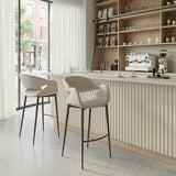 Limay Beige & Walnut Barstool by Zuomod at Eve Furniture