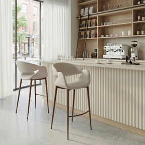 Limay Beige & Walnut Barstool by Zuomod at Eve Furniture
