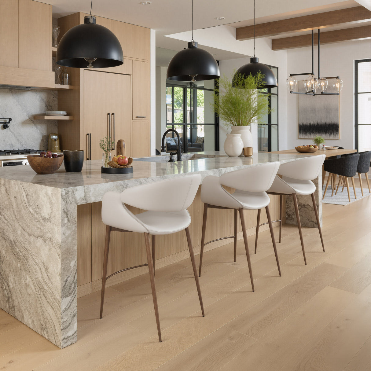 Limay Beige & Walnut Counter Stool by Zuomod at Eve Furniture