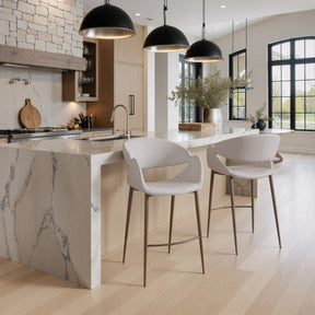 Limay Beige & Walnut Counter Stool by Zuomod at Eve Furniture