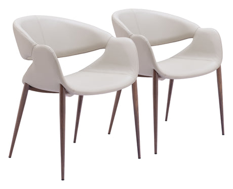Limay Beige & Walnut Dining Chair (Set of 2) by Zuomod at Eve Furniture