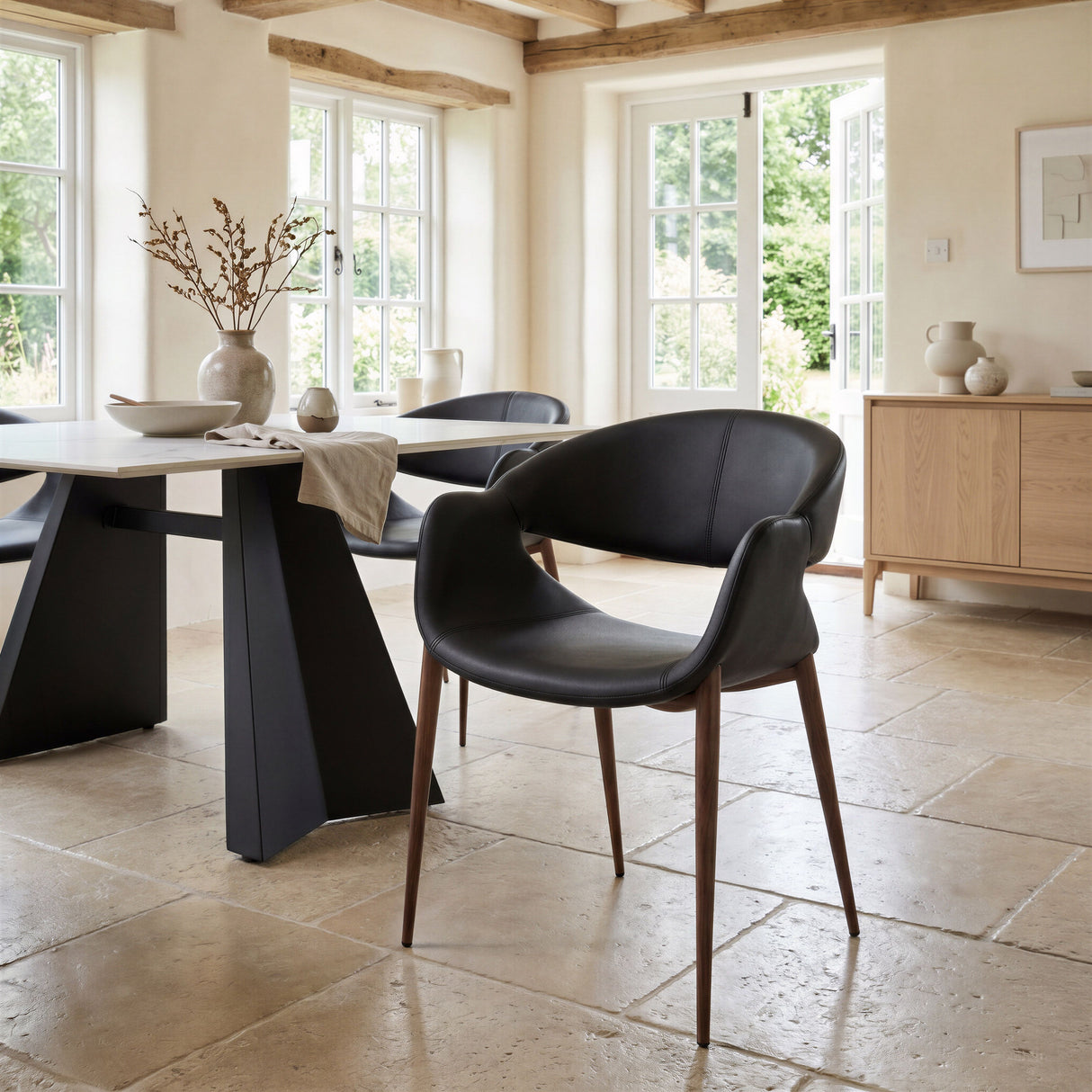 Limay Dining Chair Black & Walnut by Zuomod at Eve Furniture
