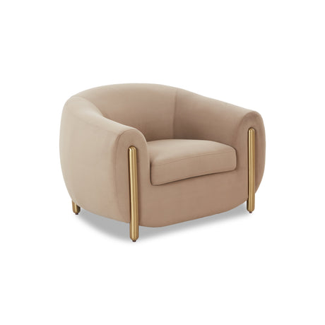 Lina Cafe Au Lait Performance Velvet Accent Chair by TOV Furniture at Eve Furniture