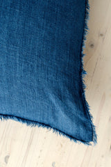 Lina Linen Pillow Cobalt Cover w/Filler, Set of 2 by Mercana at Eve Furniture