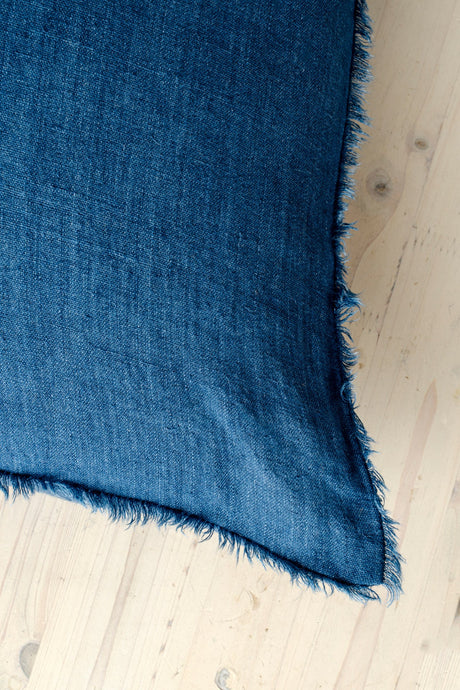 Lina Linen Pillow Cobalt Cover w/Filler, Set of 2 by Mercana at Eve Furniture