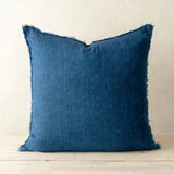 Lina Linen Pillow Cobalt Cover w/Filler, Set of 2 by Mercana at Eve Furniture