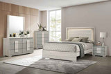 Lincolt White Wash/Stone Gray 5-Piece Queen Bedroom Set by Furniture of America at Eve Furniture