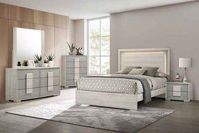 Lincolt White Wash/Stone Gray 5-Piece Queen Bedroom Set by Furniture of America at Eve Furniture