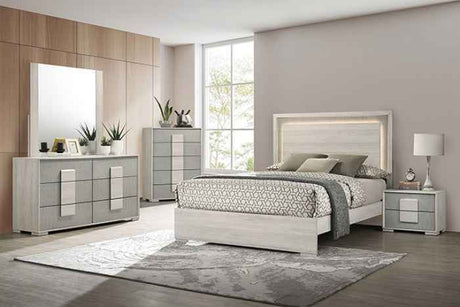 Lincolt White Wash/Stone Gray 4-Piece Queen Bedroom Set by Furniture of America at Eve Furniture