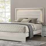 Lincolt Whitewash/Stone Gray LED King Panel Bed by Furniture of America at Eve Furniture