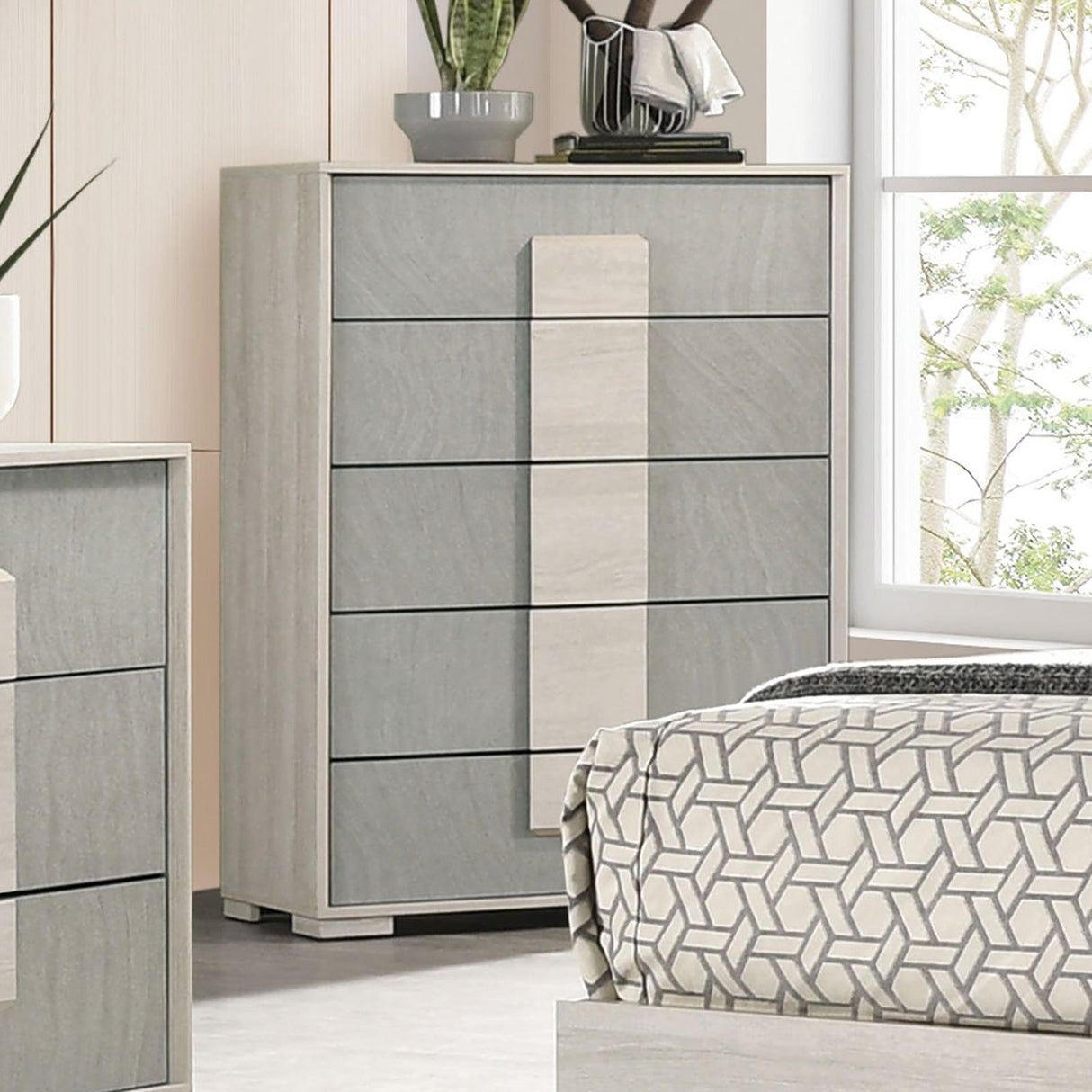 Lincolt White Wash/Stone Gray Chest by Furniture of America at Eve Furniture