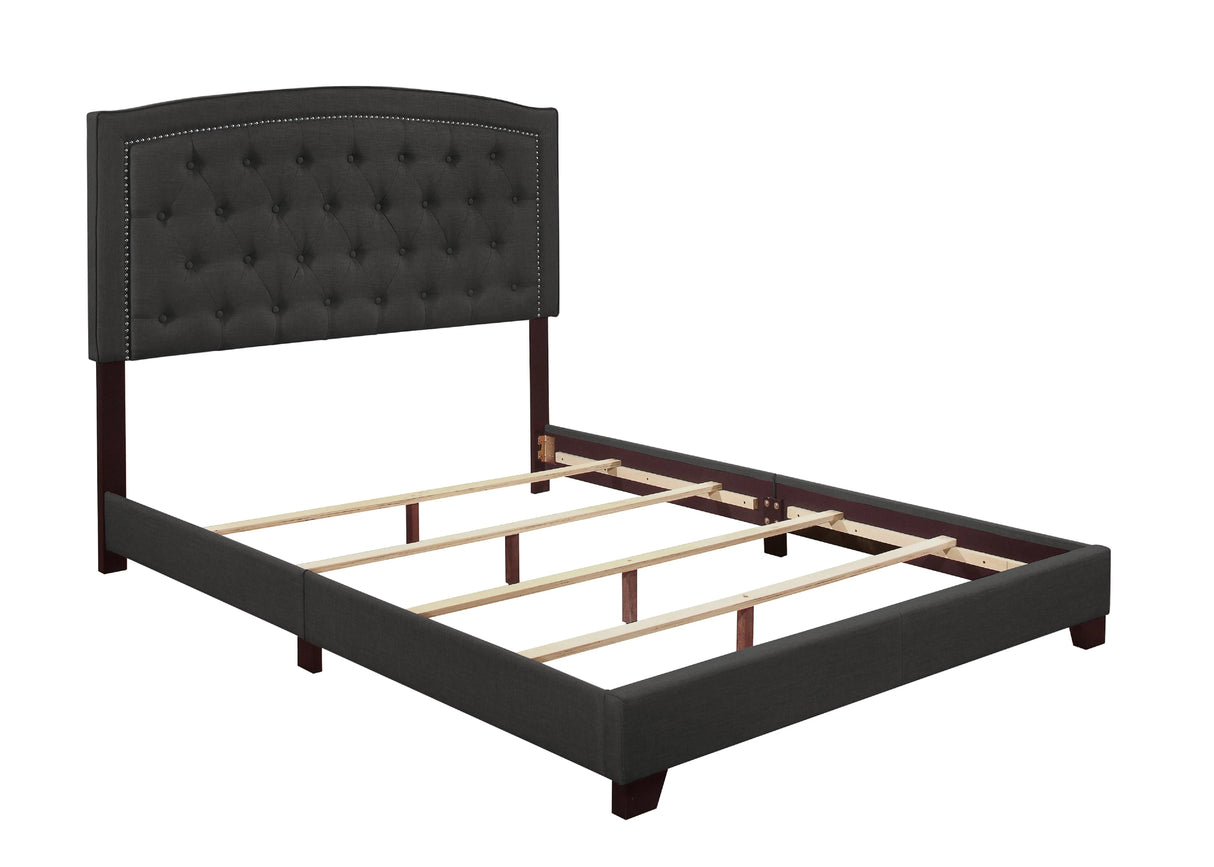 Linda Dark Gray Queen Upholstered Bed by Homelegance at Eve Furniture