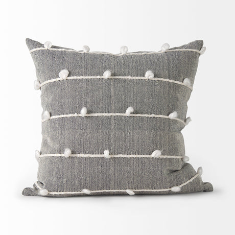 Linda Navy And Cream With White Detail Pillow Cover w/Non-Allergen Filler, Set of 2 by Mercana at Eve Furniture