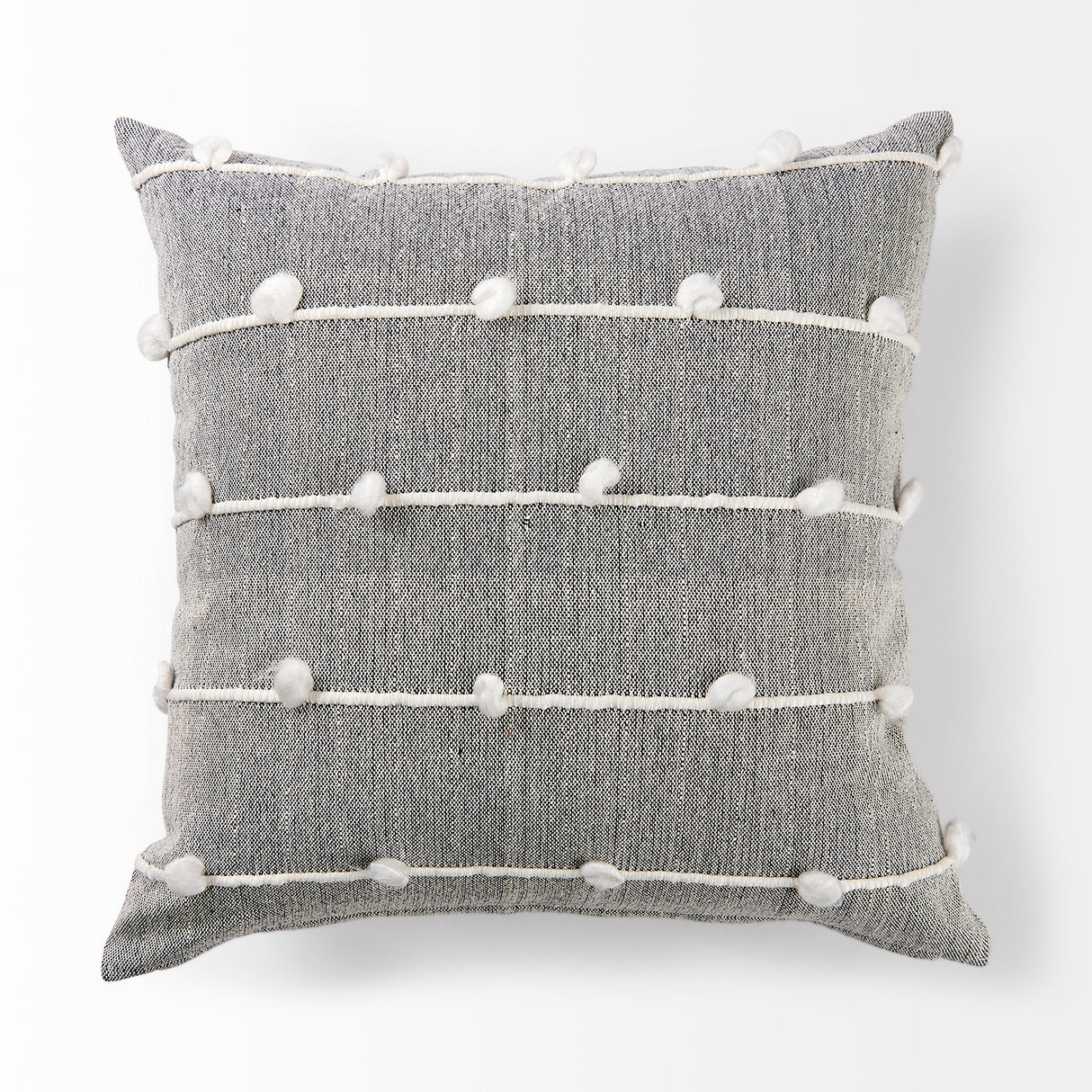Linda Navy And Cream With White Detail Pillow Cover w/Non-Allergen Filler, Set of 2 by Mercana at Eve Furniture
