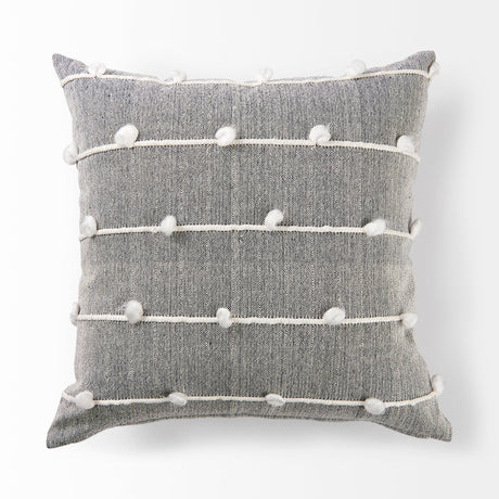Linda Navy And Cream With White Detail Pillow Cover w/Non-Allergen Filler, Set of 2 by Mercana at Eve Furniture