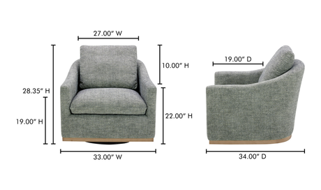 Linden Swivel Chair Slated Moss by Moe's Home at Eve Furniture