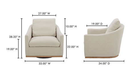 Linden Swivel Chair Soft Beige by Moe's Home at Eve Furniture