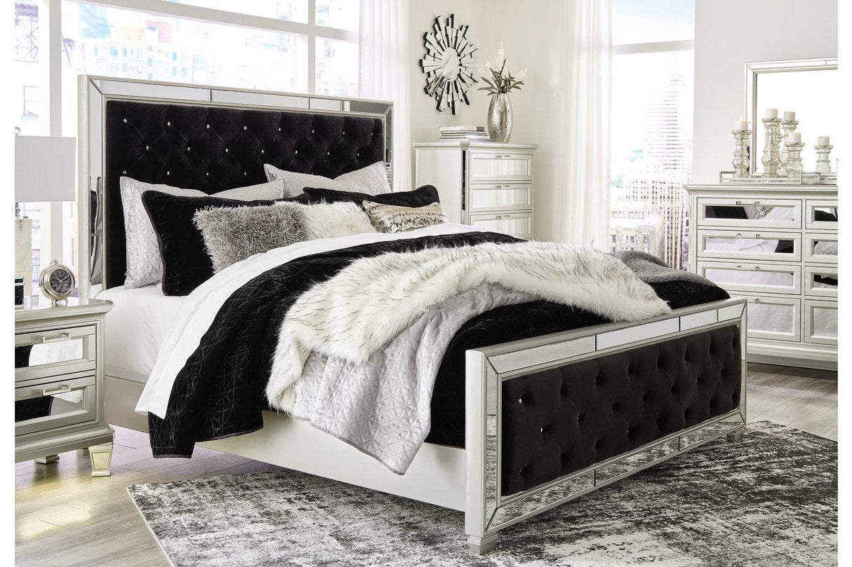 Lindenfield Silver Queen Upholstered Bed by Ashley at Eve Furniture