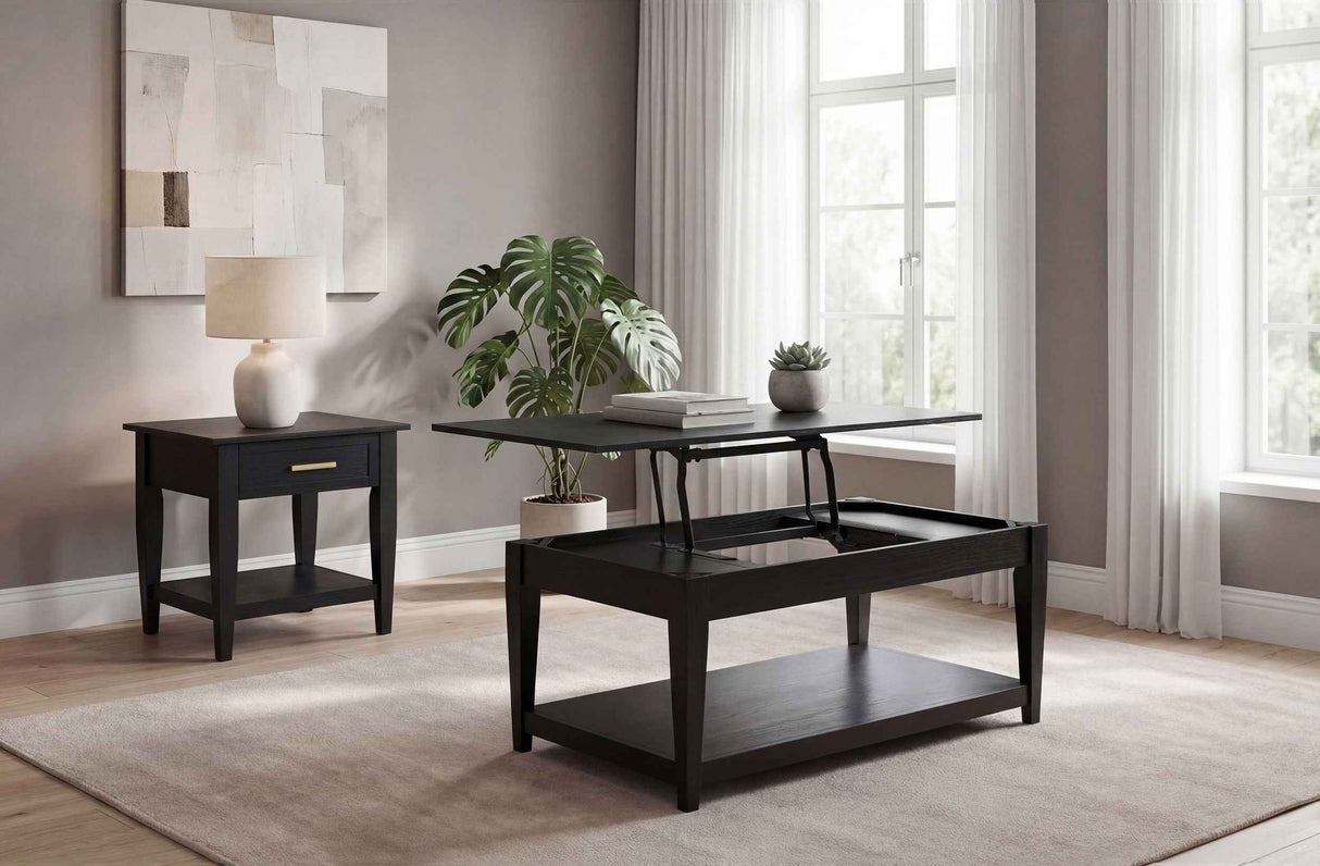 Lindenton Black 1-drawer Wood Occasional Side End Table by Coaster at Eve Furniture
