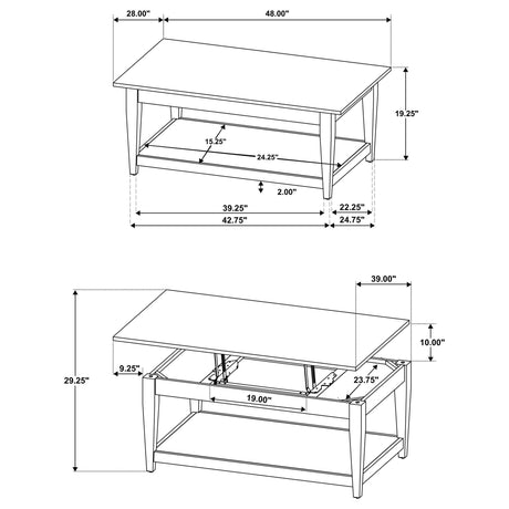 Lindenton Black 2-piece Wood Lift-Top Coffee and End Table Set by Coaster at Eve Furniture