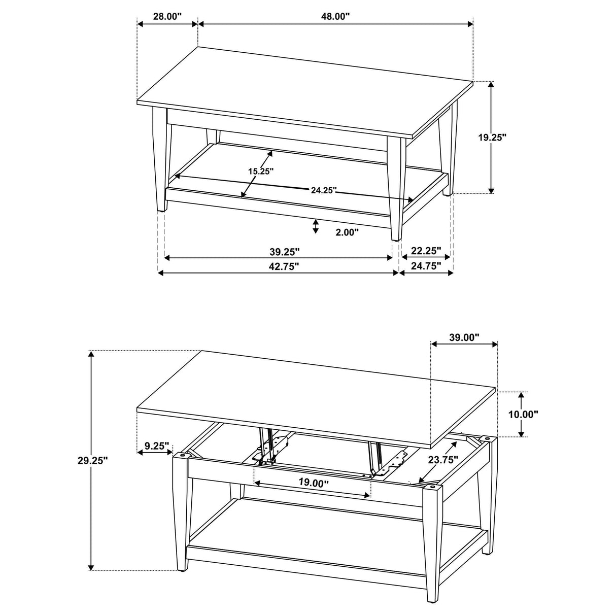 Lindenton Black 3-piece Wood Lift-Top Coffee and End Table Set by Coaster at Eve Furniture