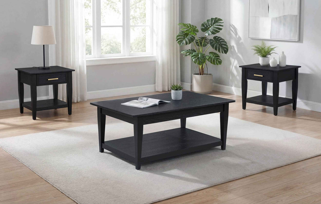 Lindenton Black 3-piece Wood Lift-Top Coffee and End Table Set by Coaster at Eve Furniture