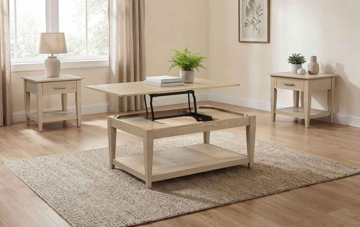 Lindenton Blonde 3-piece Wood Lift-Top Coffee and End Table Set by Coaster at Eve Furniture