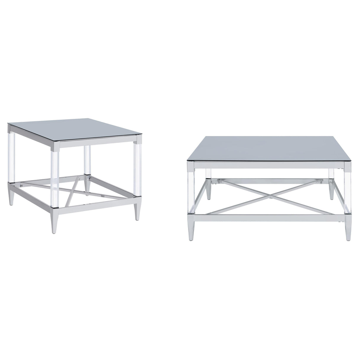 Lindley Chrome 2-Piece Square Coffee and End Table Set by Coaster at Eve Furniture