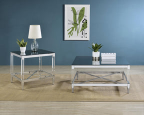 Lindley Chrome 2-Piece Square Coffee and End Table Set by Coaster at Eve Furniture