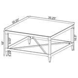 Lindley Square Coffee Table with Acrylic Legs and Tempered Mirror Top Chrome by Coaster at Eve Furniture