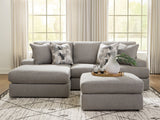 Lindon 2-Piece Sectional with Chaise and Oversized Accent Ottoman in Smoke by Ashley at Eve Furniture