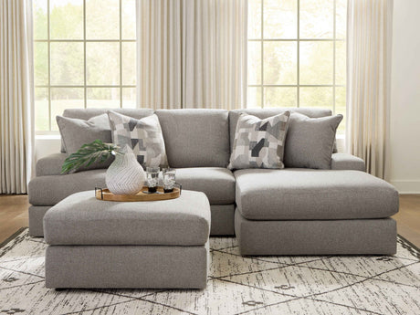 Lindon 2-Piece Sectional with Chaise and Oversized Accent Ottoman in Smoke by Ashley at Eve Furniture