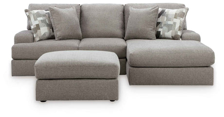 Lindon 2-Piece Sectional with Chaise and Oversized Accent Ottoman in Smoke by Ashley at Eve Furniture