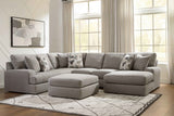 Lindon 3-Piece Sectional with Chaise and Oversized Accent Ottoman in Smoke by Ashley at Eve Furniture