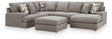 Lindon 3-Piece Sectional with Chaise and Oversized Accent Ottoman in Smoke by Ashley at Eve Furniture