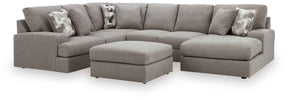 Lindon 3-Piece Sectional with Chaise and Oversized Accent Ottoman in Smoke by Ashley at Eve Furniture