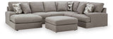 Lindon 3-Piece Sectional with Chaise and Oversized Accent Ottoman in Smoke by Ashley at Eve Furniture
