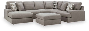 Lindon 3-Piece Sectional with Chaise and Oversized Accent Ottoman in Smoke by Ashley at Eve Furniture