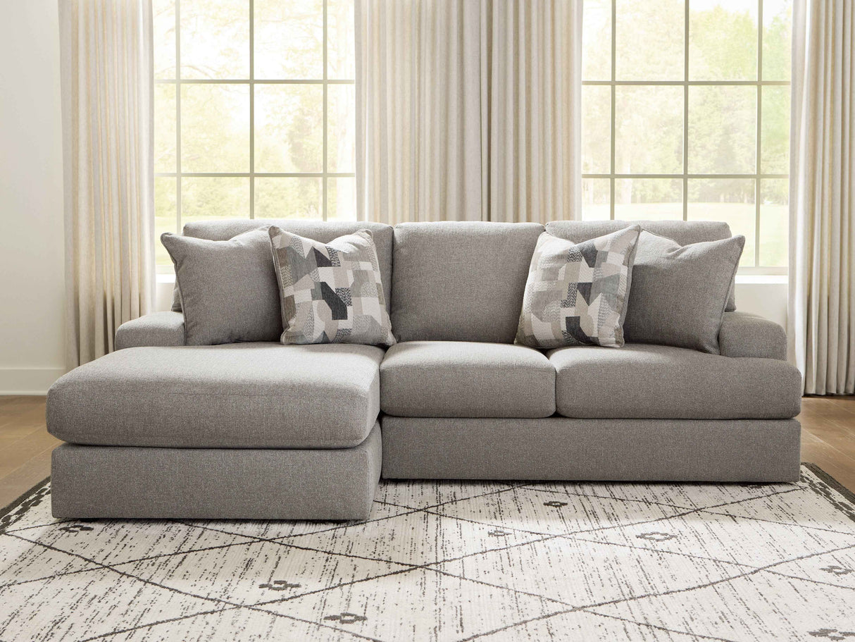 Lindon Smoke 2-Piece Sectional with Chaise by Ashley at Eve Furniture