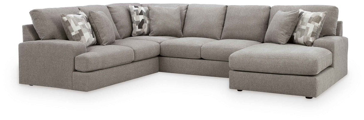 Lindon Smoke 3-Piece Sectional with Chaise by Ashley at Eve Furniture
