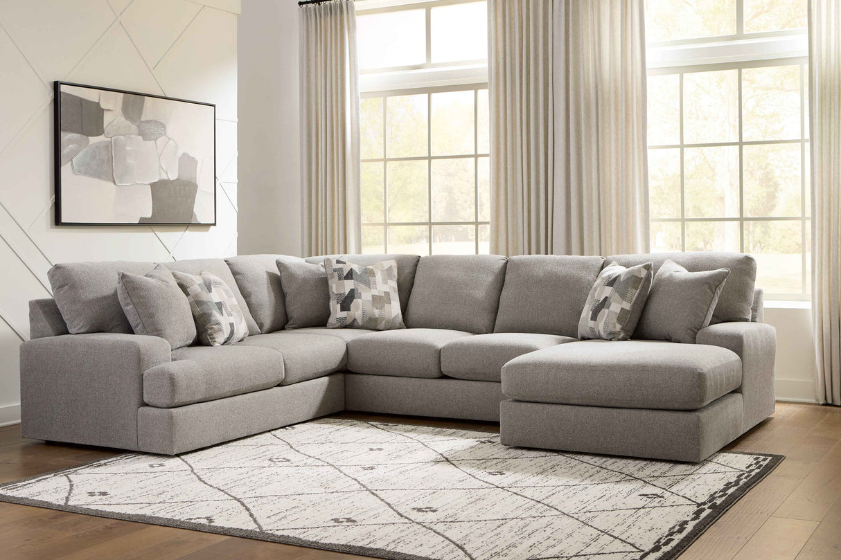 Lindon Smoke 3-Piece Sectional with Chaise by Ashley at Eve Furniture