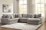Lindon Smoke 3-Piece Sectional with Chaise by Ashley at Eve Furniture